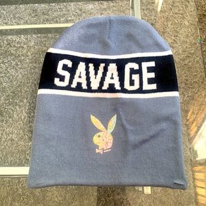 Grey & black beanie w/ playboy decal